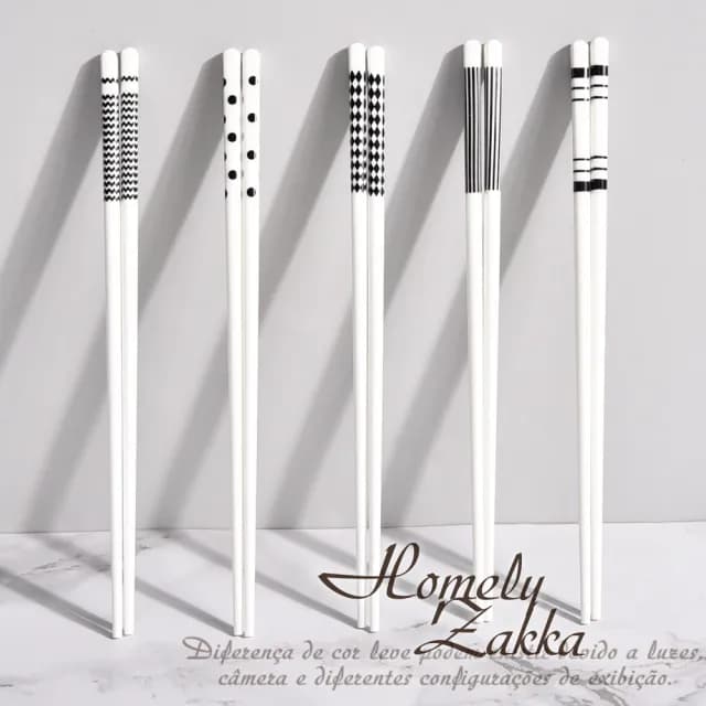 【Homely Zakka】北歐經典復古黑白浪漫系列陶瓷筷子25cm_禮盒5雙組(餐具 筷子 碗筷 陶瓷餐具)