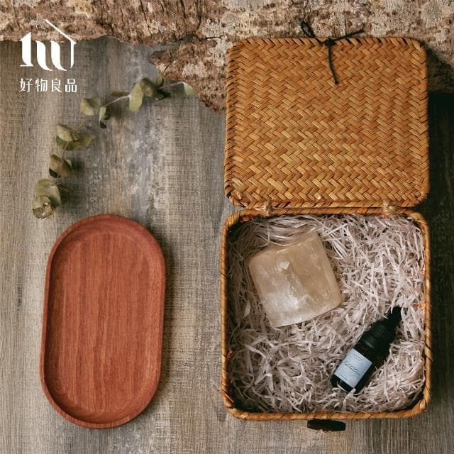 【好物良品】木質托盤款_天然晶石精油擴香石香氛禮盒(無火香薰石 辦公桌裝飾品 開運擺件 聖誕節交換禮物 /
