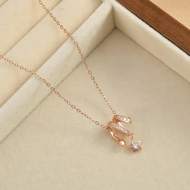 【Umi】韓式東大門簡約奢華時尚優雅百搭銀項鍊(浪漫流星 鑲鑽 韓劇 精緻情人節禮物)