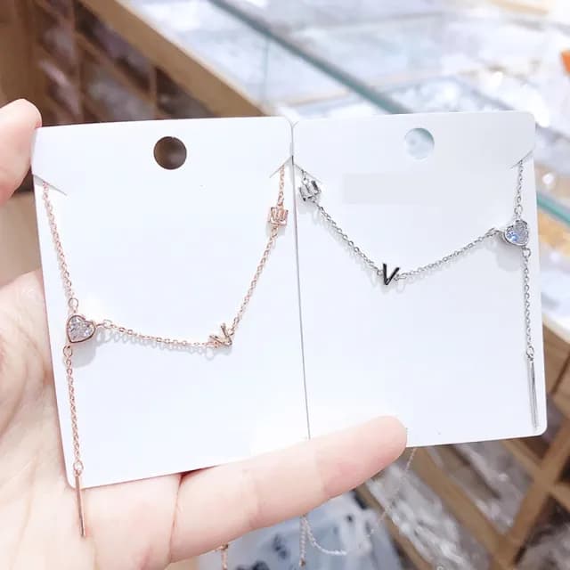 【Umi】韓式東大門簡約奢華時尚優雅百搭銀項鍊(LOVE字母單鑽浪漫愛心Y字鏈 韓劇 精緻情人節禮物)