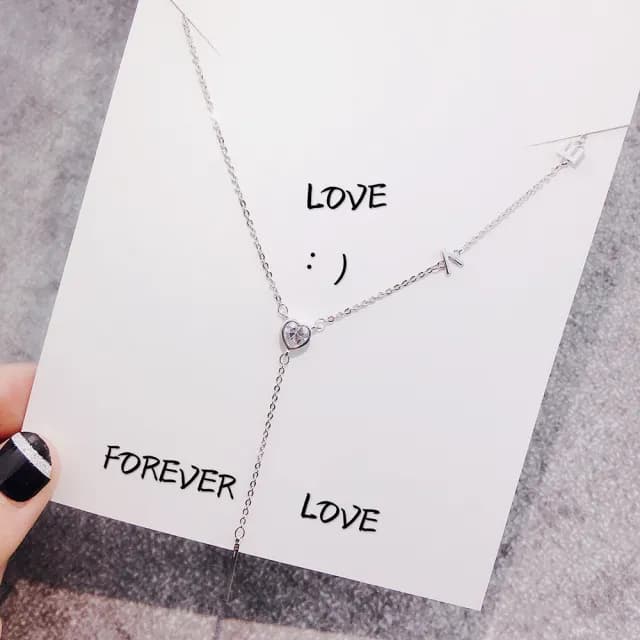 【Umi】韓式東大門簡約奢華時尚優雅百搭銀項鍊(LOVE字母單鑽浪漫愛心Y字鏈 韓劇 精緻情人節禮物)