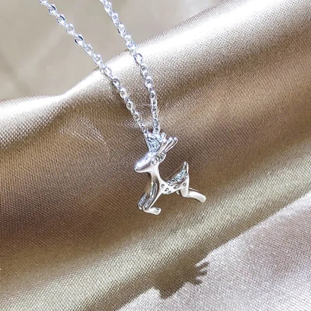 【Umi】韓式東大門簡約奢華時尚優雅百搭銀項鍊(浪漫小鹿麋鹿造型 韓劇 精緻情人節禮物)