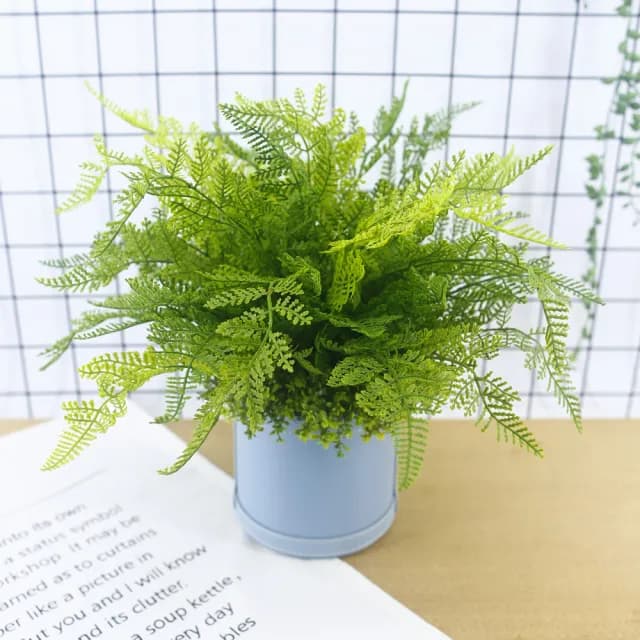 【HUGO DECO 榆果傢飾】高擬真波斯頓蕨皮革籃植栽(人造植栽/仿真植物/綠化/佈置)