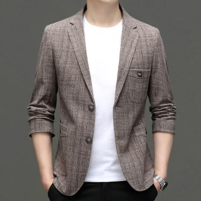 【米蘭精品】現貨+預購 西裝外套休閒西服(格子毛呢修身春秋男外套父親節禮物2色74eb34)