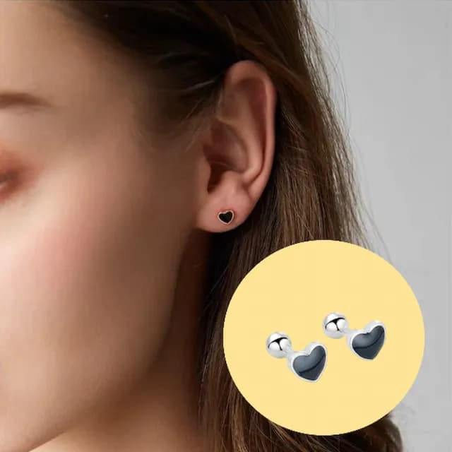 【A&R】韓版s925純銀迷你心形款轉珠耳環 兩色任選(鎖珠 螺絲耳扣 鎖式 情人節 生日禮物)