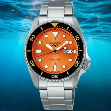 【SEIKO 精工】5 Sports系列 Lineup 復古橘 潛水機械腕錶 母親節 禮物 推薦(SRPK35K1/4R36-14B0L)