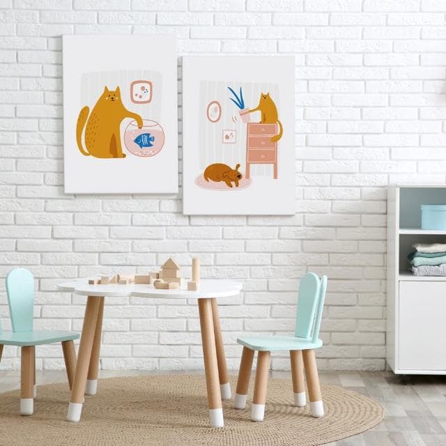 【菠蘿選畫所】我在喝水而已 - 42x60cm(客廳 掛畫/療癒/小貓/文創/交換禮物/客廳 掛畫/房間佈置)