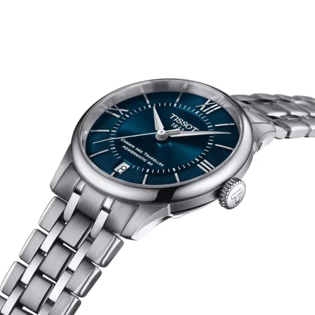 【TISSOT 天梭 官方授權】杜魯爾系列 80小時動力儲存機械腕錶-34mm/藍 情人節 禮物(T1392071104800)