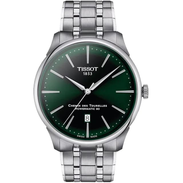【TISSOT 天梭 官方授權】杜魯爾系列 80小時動力儲存機械腕錶-42mm/綠 情人節 禮物(T1394071109100)