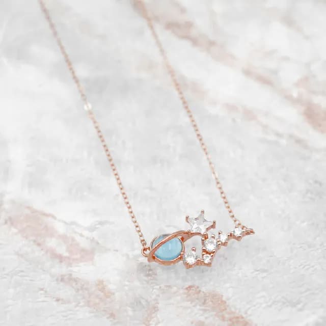 【Porabella】925純銀鋯石項鍊 玫瑰金 人造月光石小眾設計款 純銀項鍊 情人節禮物 生日禮物 Necklace