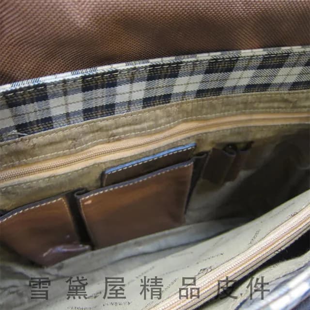 【SNOW.bagshop】父親節禮物 書包英國金安德森專櫃男士肩側包100%真皮(真皮包包 +進口格紋緹花布)