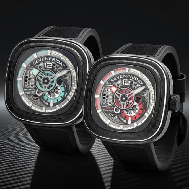 【SEVENFRIDAY】碳纖維限定版 紅寶紅 自動上鍊機械錶-47X47.6mm 送禮 禮物 推薦(PS3/02)