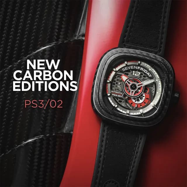 【SEVENFRIDAY】碳纖維限定版 紅寶紅 自動上鍊機械錶-47X47.6mm 送禮 禮物 推薦(PS3/02)