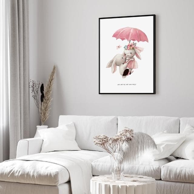【菠蘿選畫所】THE ONE AND ONLY-50x70cm(手繪情侶兔子掛畫/交換禮物/居家佈置/療癒掛畫)