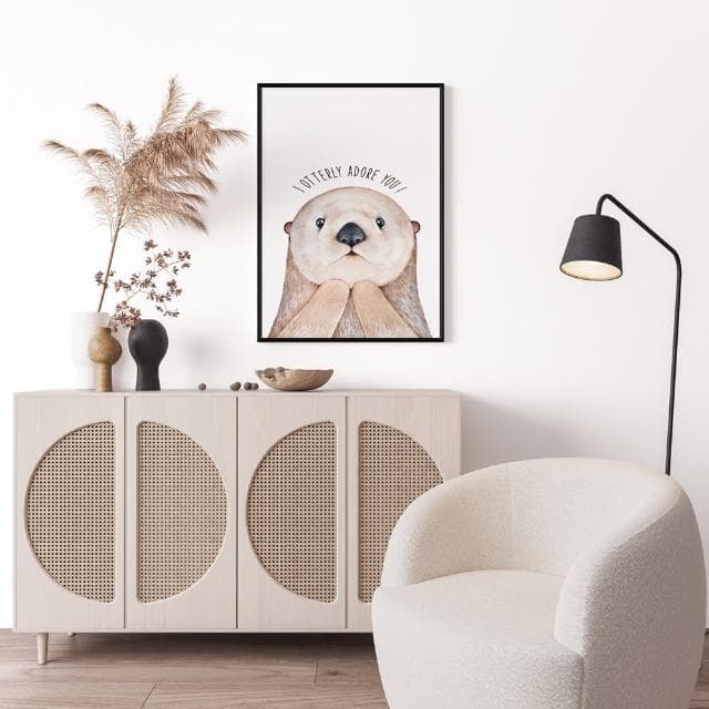 【菠蘿選畫所】I Otterly Adore You - 42x60cm(北歐風可愛療癒海獺掛畫/兒童房佈置/新居禮物)