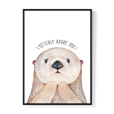 【菠蘿選畫所】I Otterly Adore You - 30x40cm(北歐風可愛療癒海獺掛畫/兒童房佈置/新居禮物)