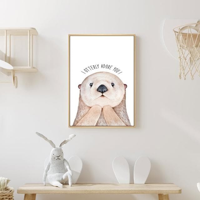 【菠蘿選畫所】I Otterly Adore You - 30x40cm(北歐風可愛療癒海獺掛畫/兒童房佈置/新居禮物)