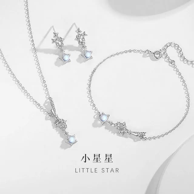 【巴黎精品】現貨+預購 925純銀項鍊琉璃三件套(流星耳環鋯石生日情人節禮物女飾品v1ar77)