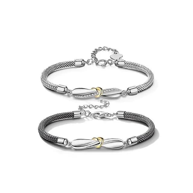 【巴黎精品】現貨秒發 925純銀手鍊情侶手繩(莫比烏斯環心形生日情人節禮物男女飾品2款v1ar76)