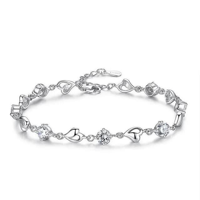 【巴黎精品】現貨+預購 925純銀手鍊鋯石手鏈(繁星點點心形生日情人節禮物女飾品3色v1ar88)