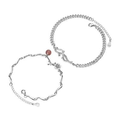 【巴黎精品】現貨+預購 925純銀手鍊情侶對鍊(荊棘玫瑰草莓晶生日情人節禮物男女飾品2款v1ar95)