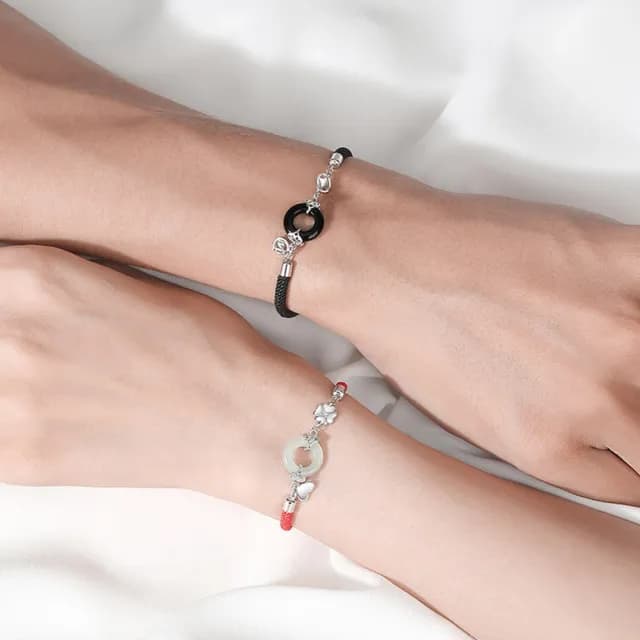 【巴黎精品】現貨+預購 925純銀手鍊情侶手繩(黑曜石和闐玉平安扣生日情人節禮物男女飾品2款v1ar13)