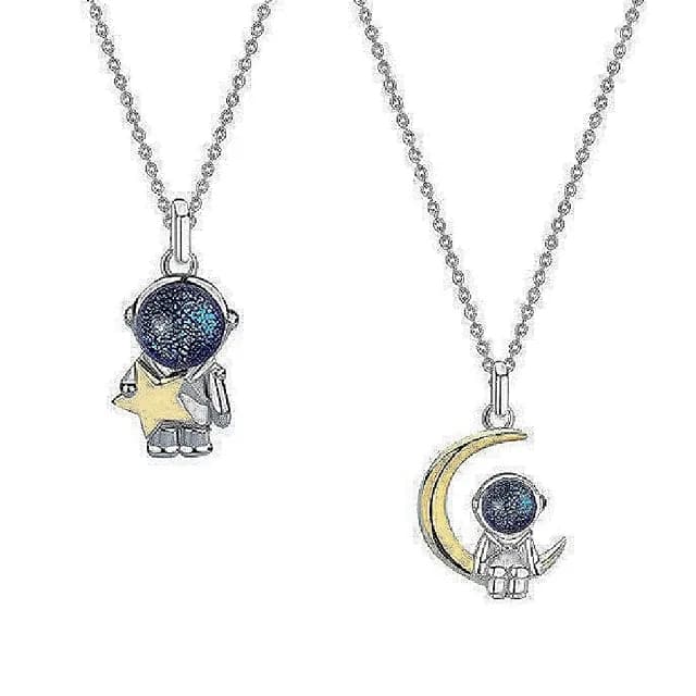 【巴黎精品】現貨+預購 925純銀項鍊情侶對鍊(琉璃石宇航員摘星生日情人節禮物男女飾品2款v1ar35)
