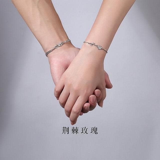 【巴黎精品】現貨+預購 925純銀手鍊情侶對鍊(荊棘玫瑰森林系生日情人節禮物男女飾品2款v1ar57)
