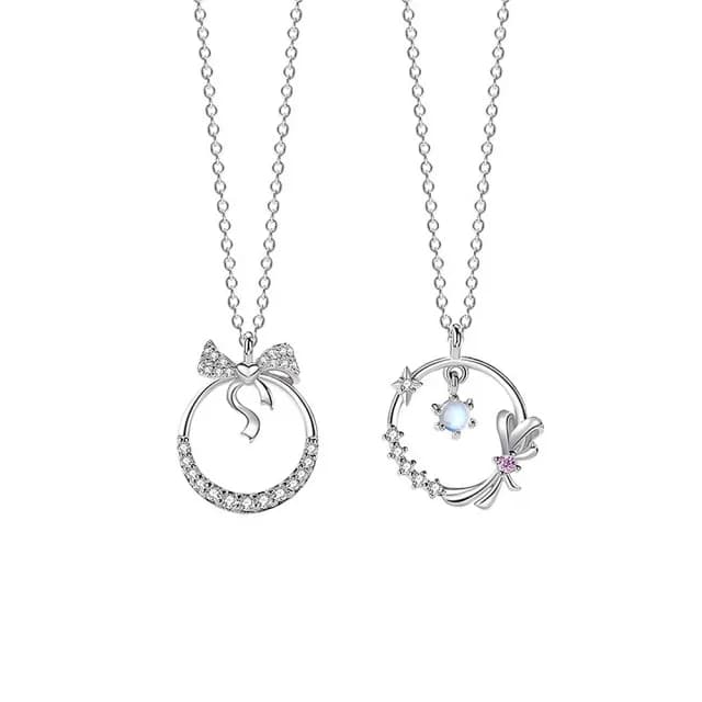 【巴黎精品】現貨+預購 925純銀項鍊鋯石吊墜(星星蝴蝶結琉璃生日情人節禮物女飾品2款v1ar54)