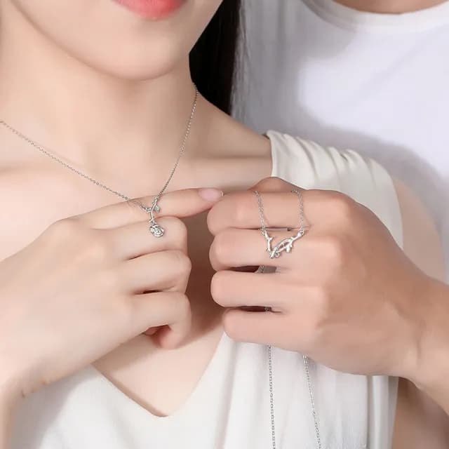 【巴黎精品】現貨+預購 925純銀項鍊情侶對鍊(荊棘玫瑰樹枝生日情人節禮物男女飾品2款v1ar107)