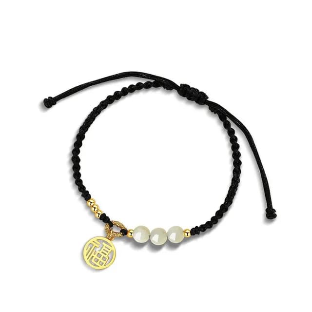 【巴黎精品】現貨+預購 925純銀手鍊和闐玉手繩(福牌串珠情侶生日情人節禮物女飾品2款v1ar11)