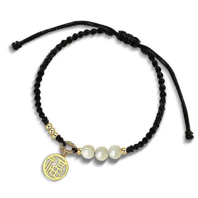 【巴黎精品】現貨+預購 925純銀手鍊和闐玉手繩(福牌串珠情侶生日情人節禮物女飾品2款v1ar11)