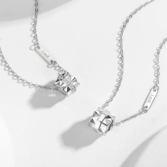 【巴黎精品】現貨+預購 925純銀項鍊情侶對鍊(時來運轉鋯石生日情人節禮物男女飾品2款v1ar72)