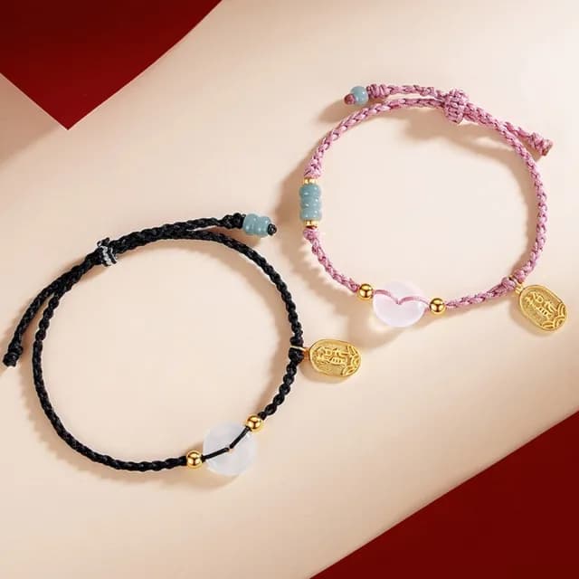 【巴黎精品】現貨秒發 925純銀手鍊情侶手繩(平安扣招財手編生日情人節禮物男女飾品2款v1ar7)