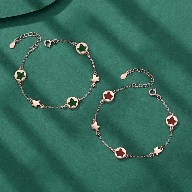 【巴黎精品】現貨+預購 925純銀手鍊孔雀石手鏈(常青藤楓葉星星生日情人節禮物女飾品2色v1ar120)