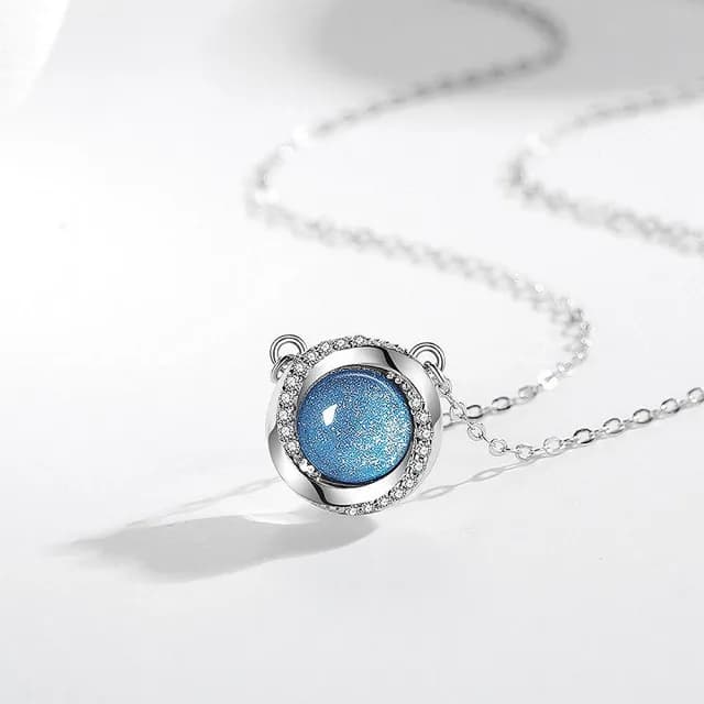 【巴黎精品】現貨+預購 925純銀項鍊琉璃吊墜(海洋之心生日情人節禮物女飾品v1ar6)