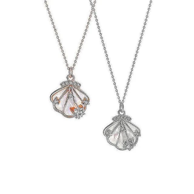 【巴黎精品】現貨秒發 925純銀項鍊貝殼吊墜(皇冠鋯石一貝子生日情人節禮物女飾品2色v1ar49)