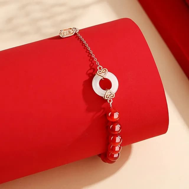 【巴黎精品】現貨+預購 925純銀手鍊和闐玉手繩(平安扣紅瑪瑙福牌生日情人節禮物女飾品v1ar16)