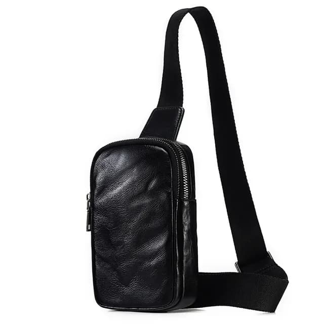 【巴黎精品】父親節禮物 真皮胸背包胸包真皮革側背包隨身包包(時尚復古休閒牛皮男包包v1af55)