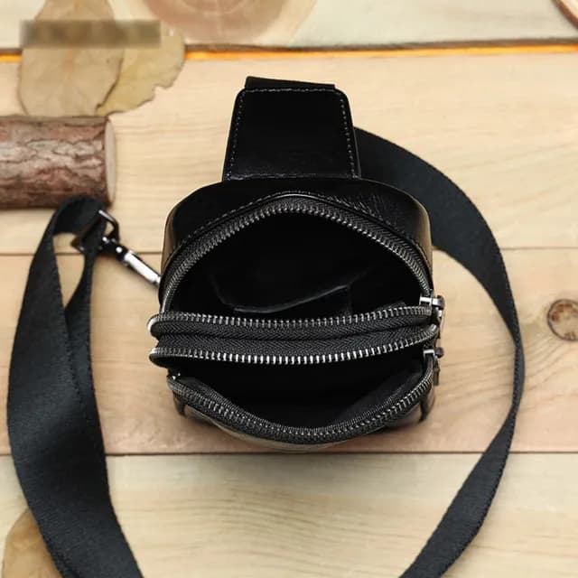 【巴黎精品】父親節禮物 真皮胸背包胸包真皮革側背包隨身包包(時尚復古休閒牛皮男包包v1af55)