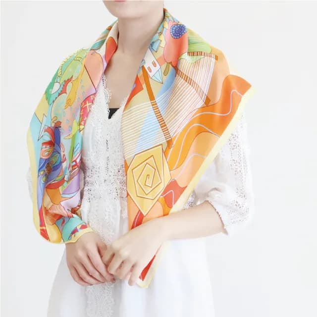 【BANNIES】法式蠶絲方巾｜春之女神(親膚 蠶絲 領巾 絲巾)