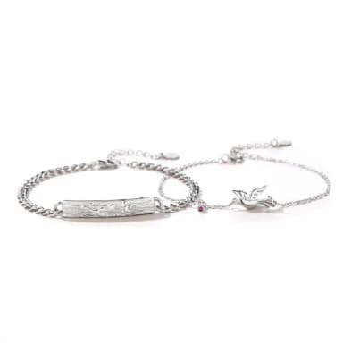 【米蘭精品】現貨+預購 925純銀手鍊情侶對鍊(晶亮純銀拋光生日情人節聖誕節交換禮物男女飾品74dv29)