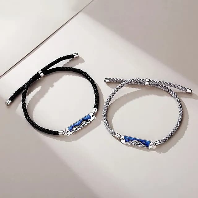 【米蘭精品】現貨+預購 925純銀手鍊情侶對鍊(奢質山海元素拉繩生日情人節聖誕節交換禮物男女飾品74dv27)
