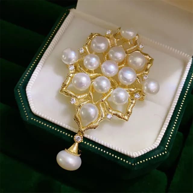 【巴黎精品】現貨+預購 珍珠胸針方牌別針(復古宮廷風微鑲鋯石生日情人節禮物女飾品a1ah36)