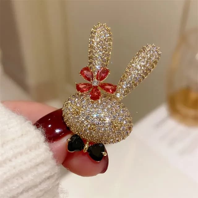 【巴黎精品】現貨+預購 鋯石胸針兔子別針(可愛生肖小花蝴蝶結生日情人節禮物女飾品a1ah43)