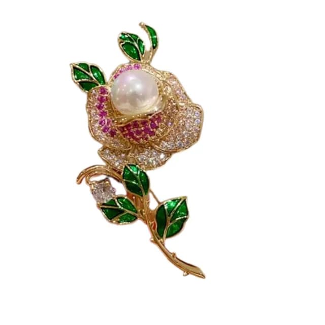 【巴黎精品】現貨+預購 鋯石胸針玫瑰花別針(珍珠立體滿鑽薔薇生日情人節禮物女飾品a1ah80)