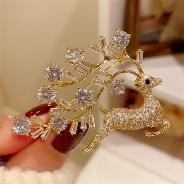 【巴黎精品】現貨+預購 鋯石胸針麋鹿別針(聖誕馴鹿亮眼百搭生日情人節禮物女飾品a1ah49)