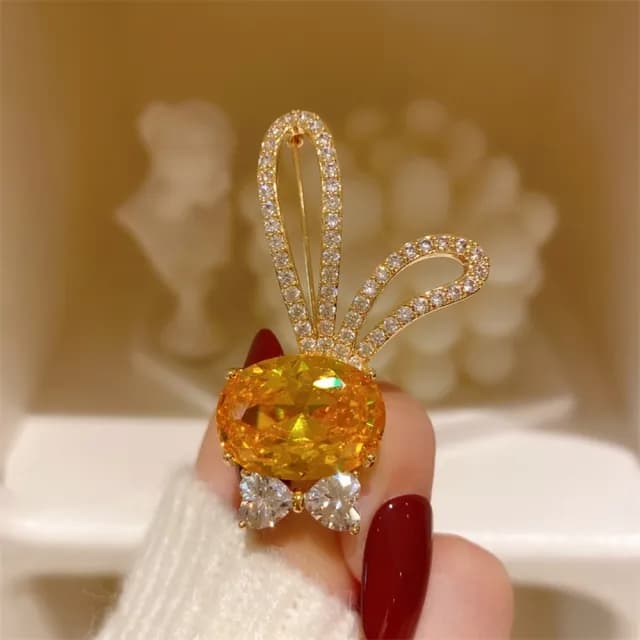 【巴黎精品】現貨+預購 鋯石胸針兔子別針(水晶蝴蝶結鏤空兔耳生日情人節禮物女飾品a1ah45)