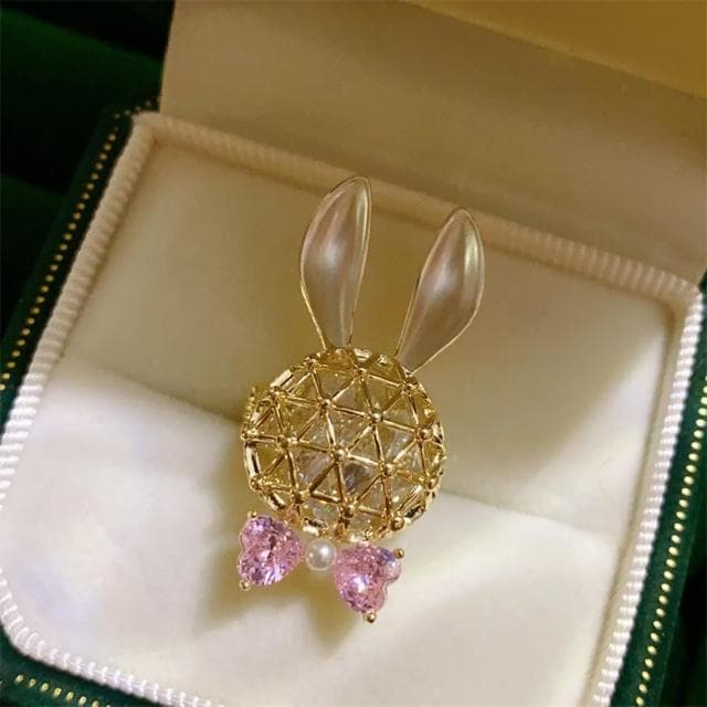 【巴黎精品】現貨+預購 鋯石胸針兔子別針(粉色蝴蝶結珍珠領結生日情人節禮物女飾品a1ah86)