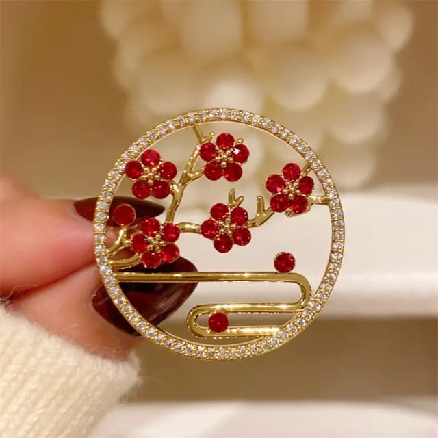 【巴黎精品】現貨+預購 鋯石胸針梅花別針(中國風復古花朵百搭生日情人節禮物女飾品2色a1ah32)